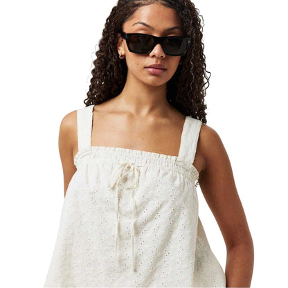 Vintage White - Side - Jack Wills Womens-Ladies Broderie Cotton Shirred Top