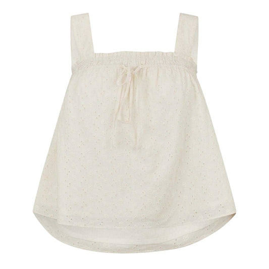 Vintage White - Front - Jack Wills Womens-Ladies Broderie Cotton Shirred Top