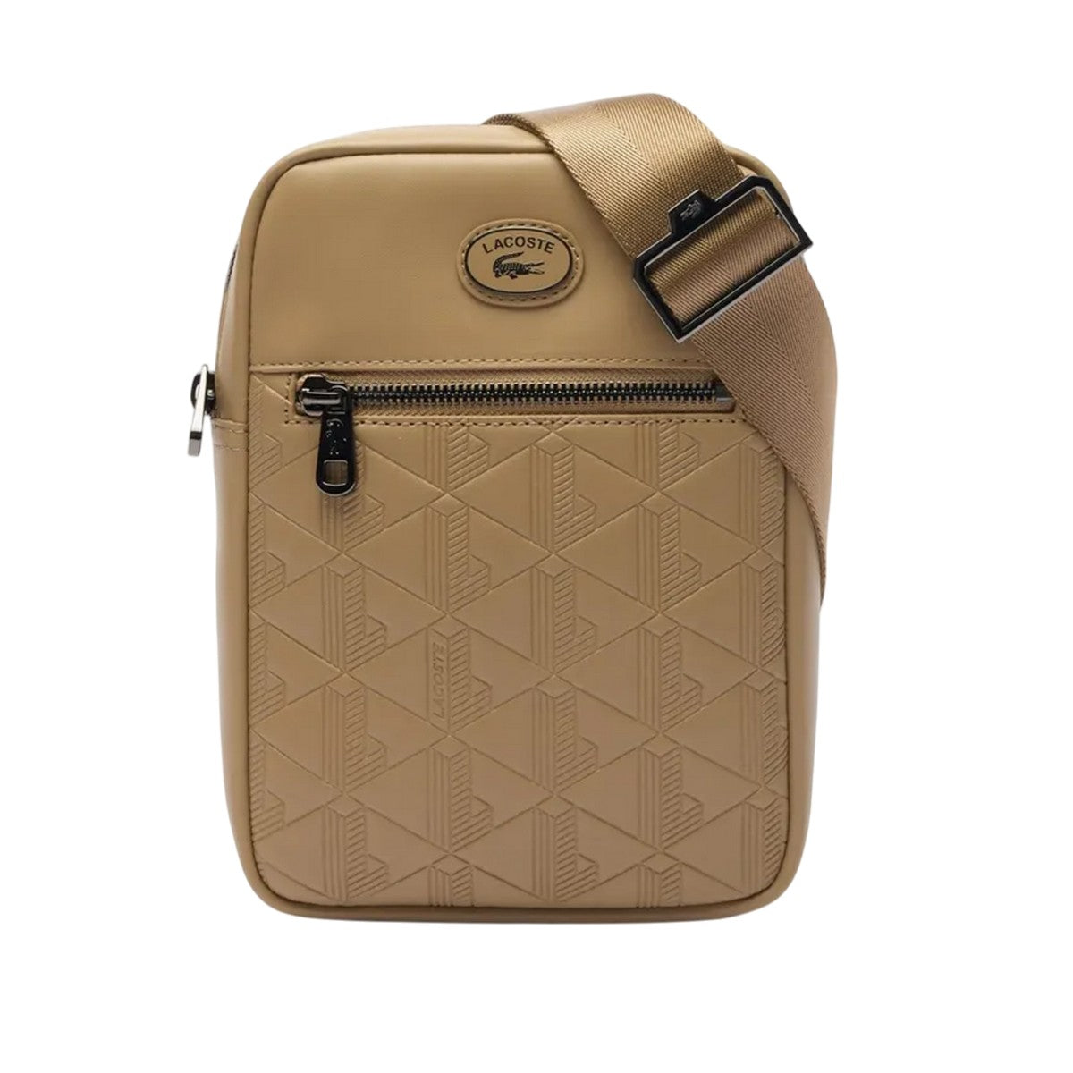 Beige - Front - Lacoste Monogram Leather Satchel