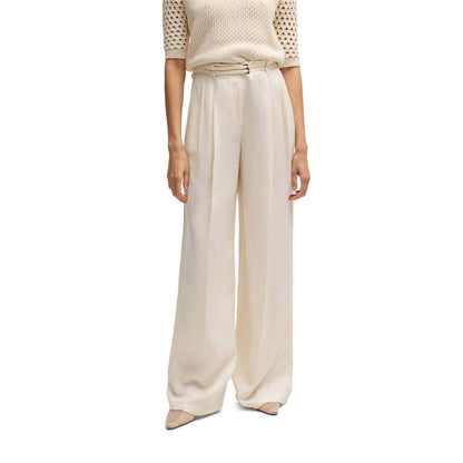 White - Lifestyle - Boss Womens-Ladies Taualy-W Relaxed Fit Trousers
