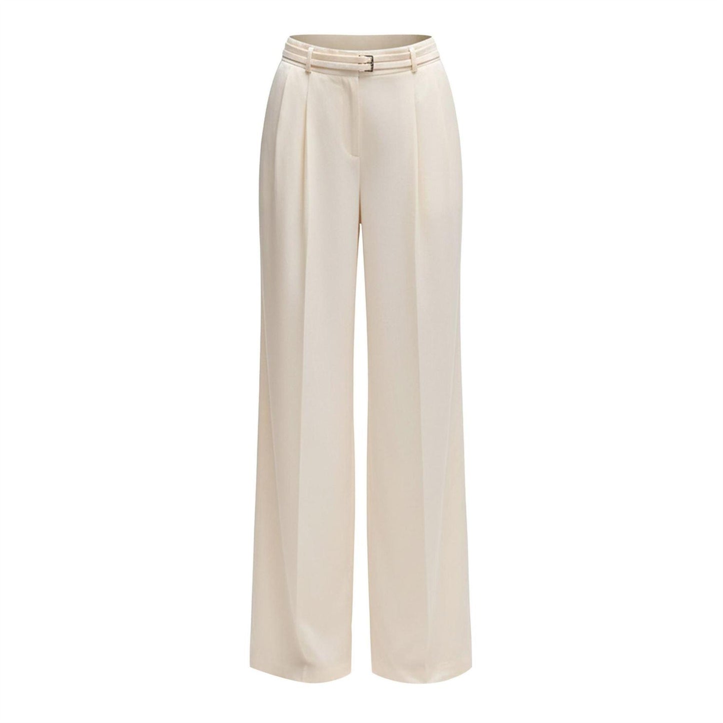 White - Front - Boss Womens-Ladies Taualy-W Relaxed Fit Trousers