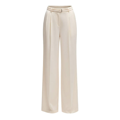 White - Front - Boss Womens-Ladies Taualy-W Relaxed Fit Trousers