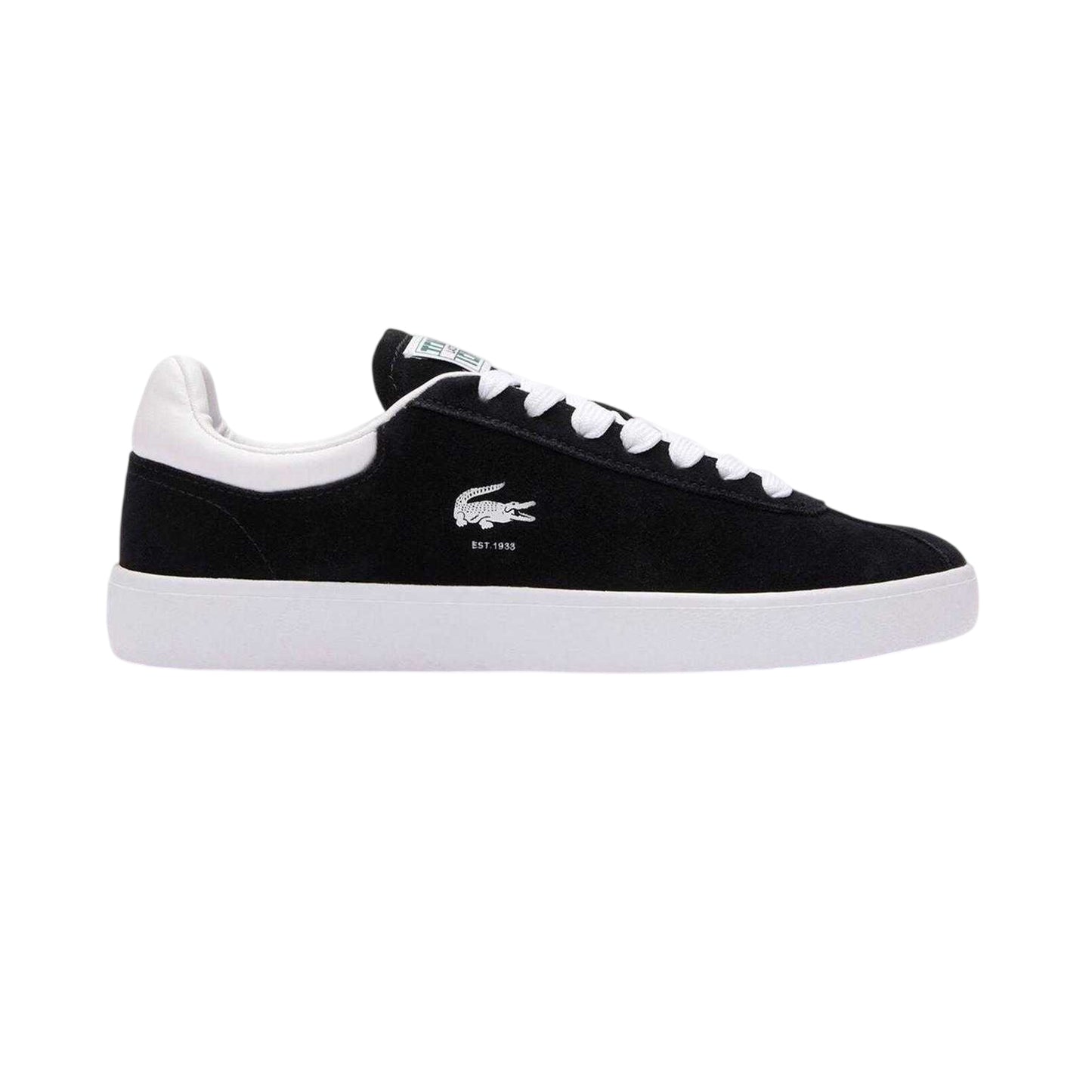 Black-White - Side - Lacoste Womens-Ladies Baseshot Suede Trainers