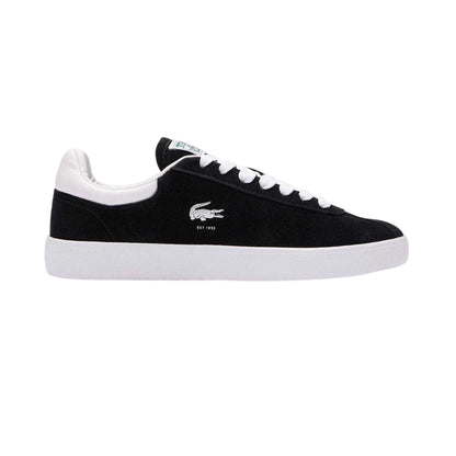 Black-White - Side - Lacoste Womens-Ladies Baseshot Suede Trainers