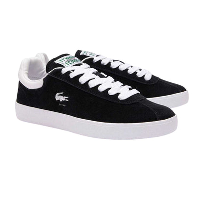 Black-White - Front - Lacoste Womens-Ladies Baseshot Suede Trainers