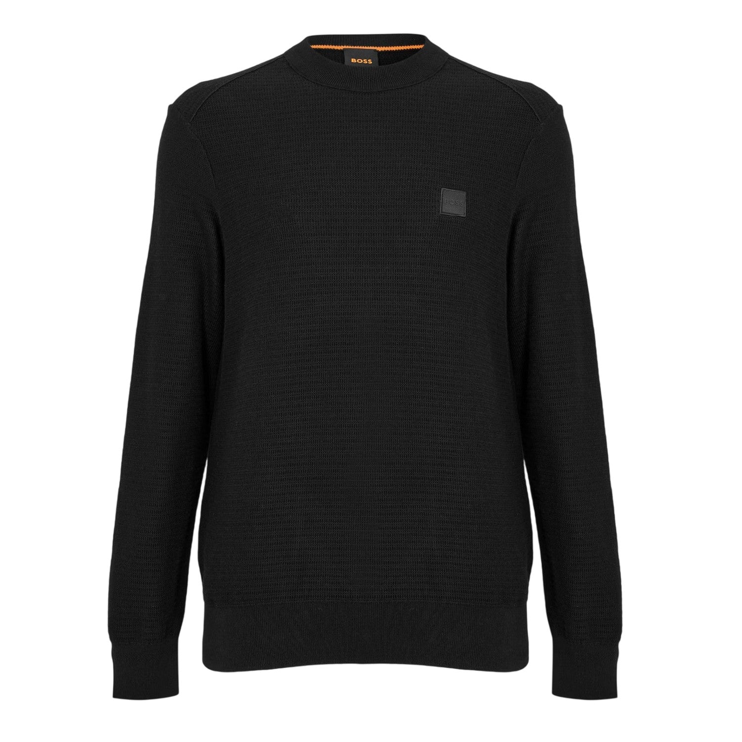 Black - Front - Boss Mens Anion Cotton Cashmere Jumper