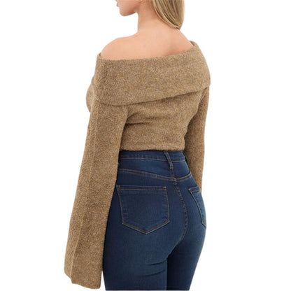 Camel - Back - I Saw It First Womens-Ladies Bouclé Bandeau Jumper