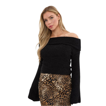 Black - Front - I Saw It First Womens-Ladies Bouclé Bandeau Jumper