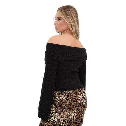 Black - Back - I Saw It First Womens-Ladies Bouclé Bandeau Jumper