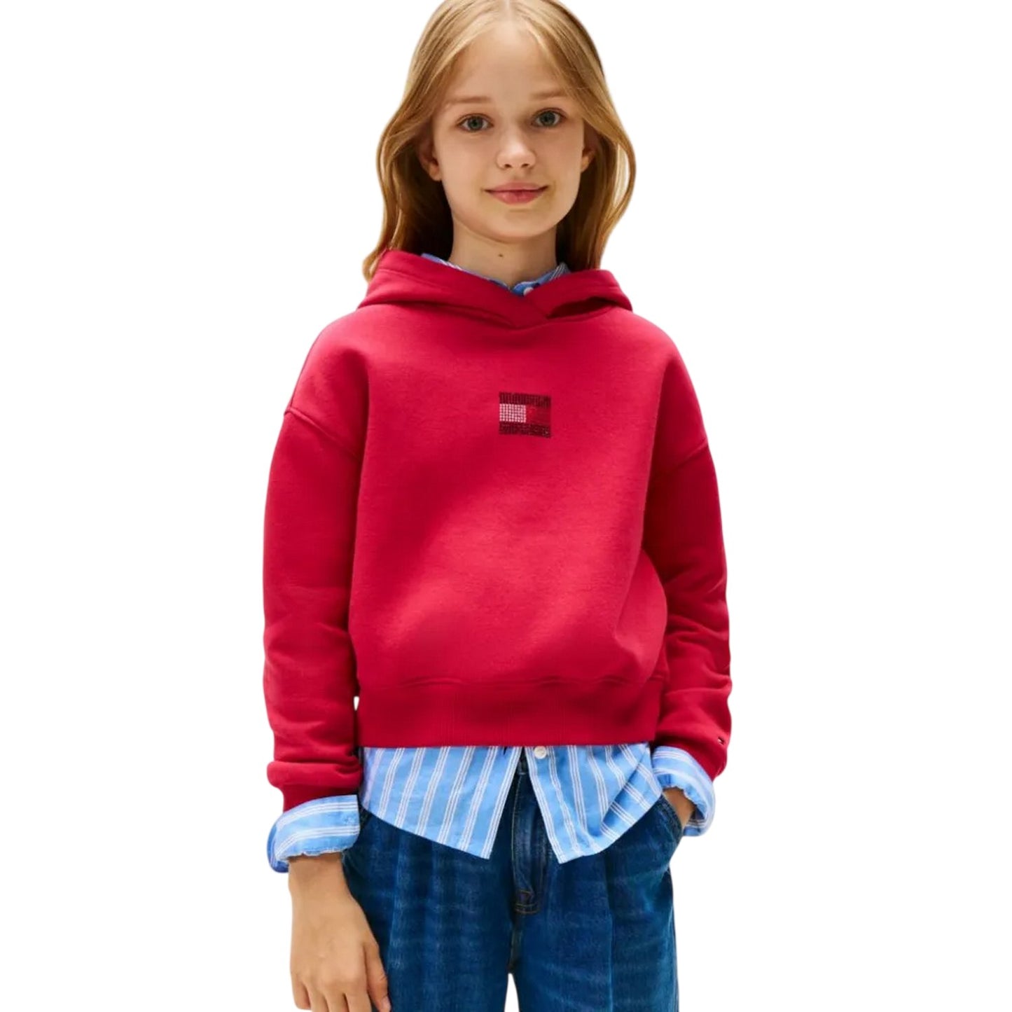 Ruby - Side - Tommy Hilfiger Childrens-Kids Diamante Regular Long-Sleeved Hoodie