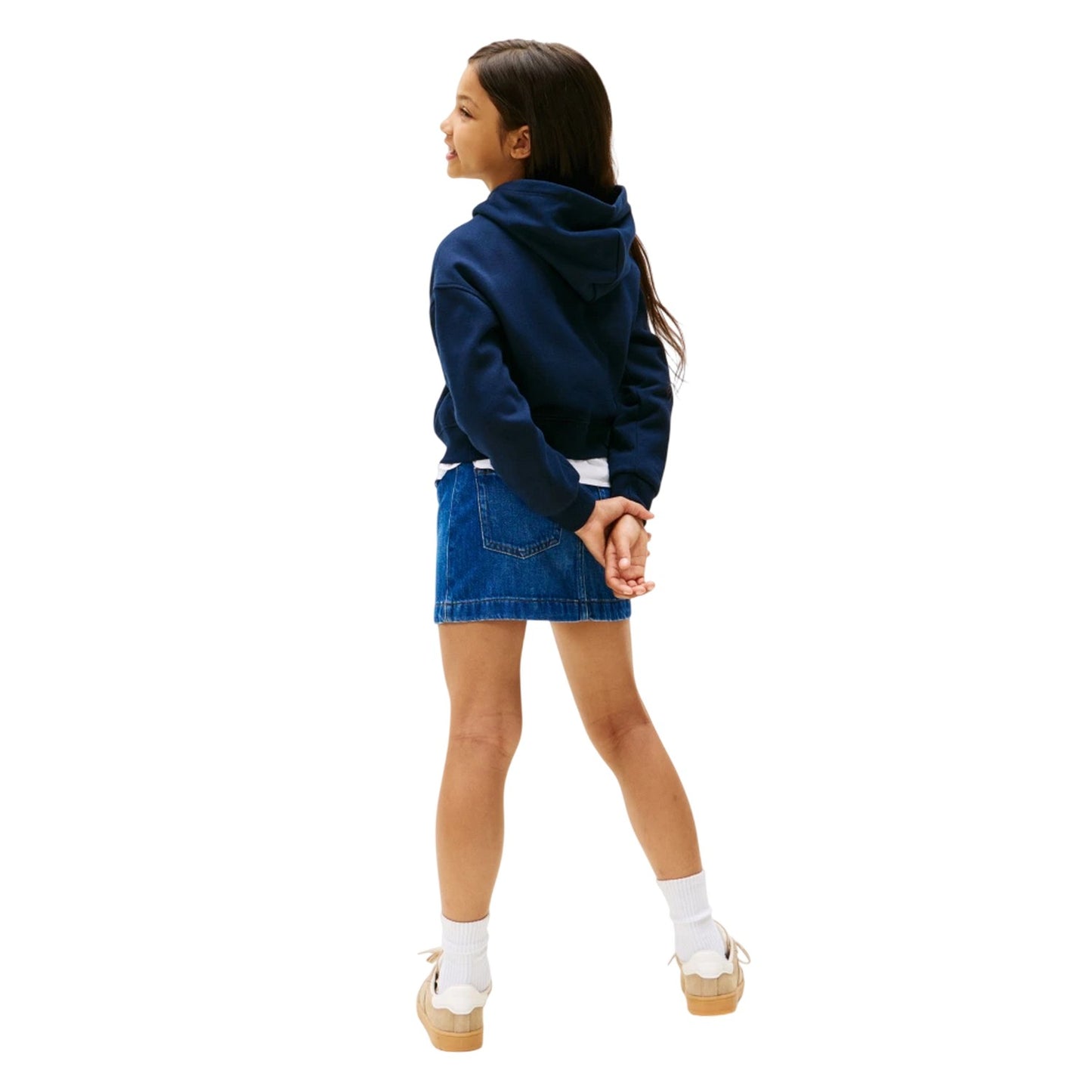 Navy - Back - Tommy Hilfiger Childrens-Kids Diamante Regular Long-Sleeved Hoodie