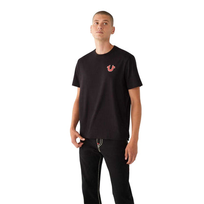 Jet Black - Front - True Religion Mens Heritage Back Print T-Shirt