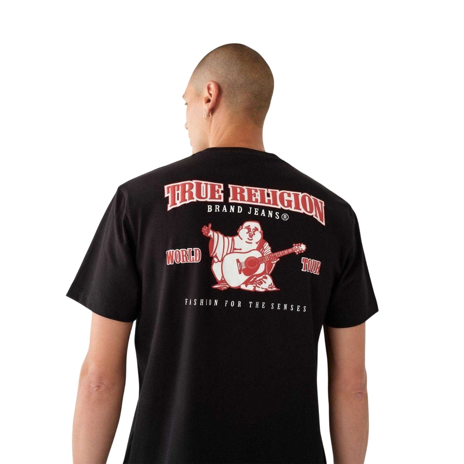 Jet Black - Back - True Religion Mens Heritage Back Print T-Shirt
