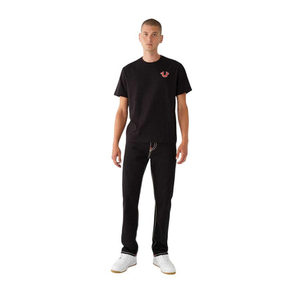 Jet Black - Side - True Religion Mens Heritage Back Print T-Shirt