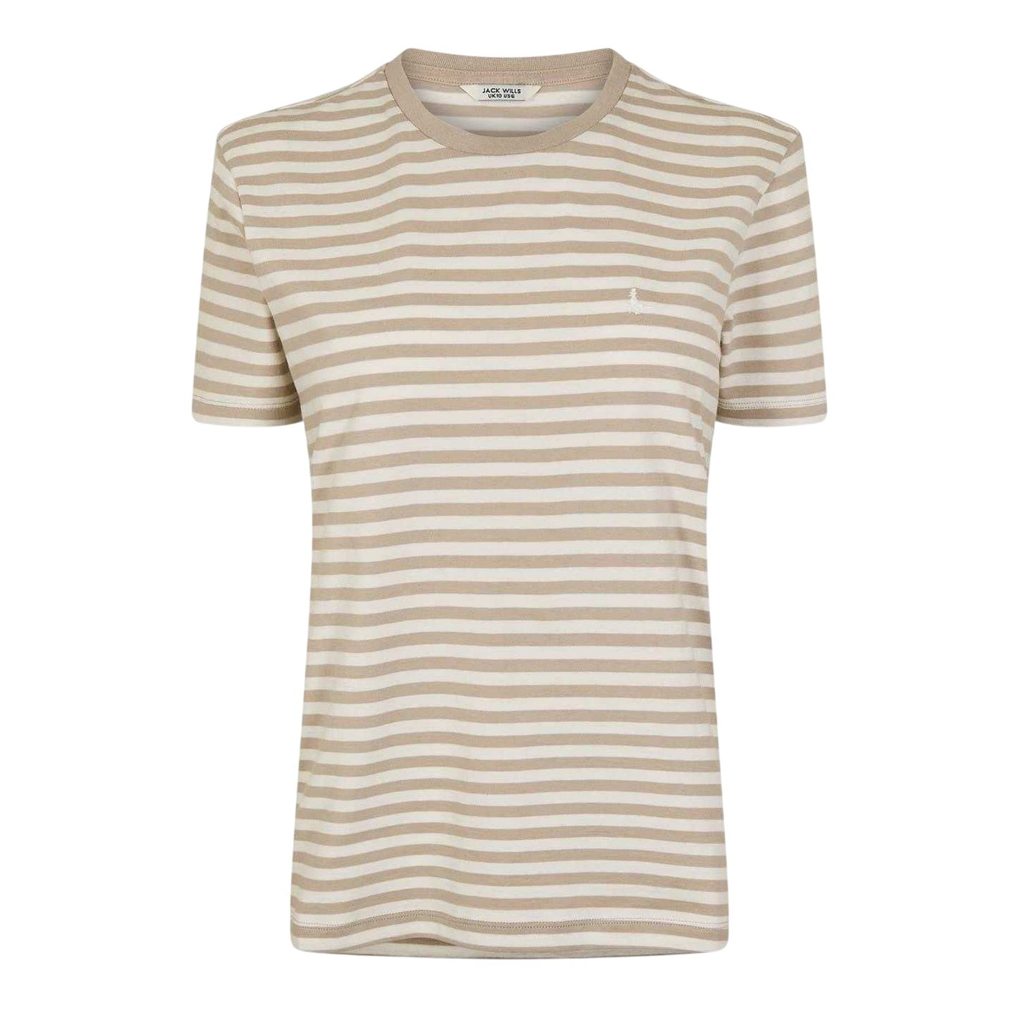 Stone - Front - Jack Wills Womens-Ladies Endmoor Stripe Boyfriend T-Shirt