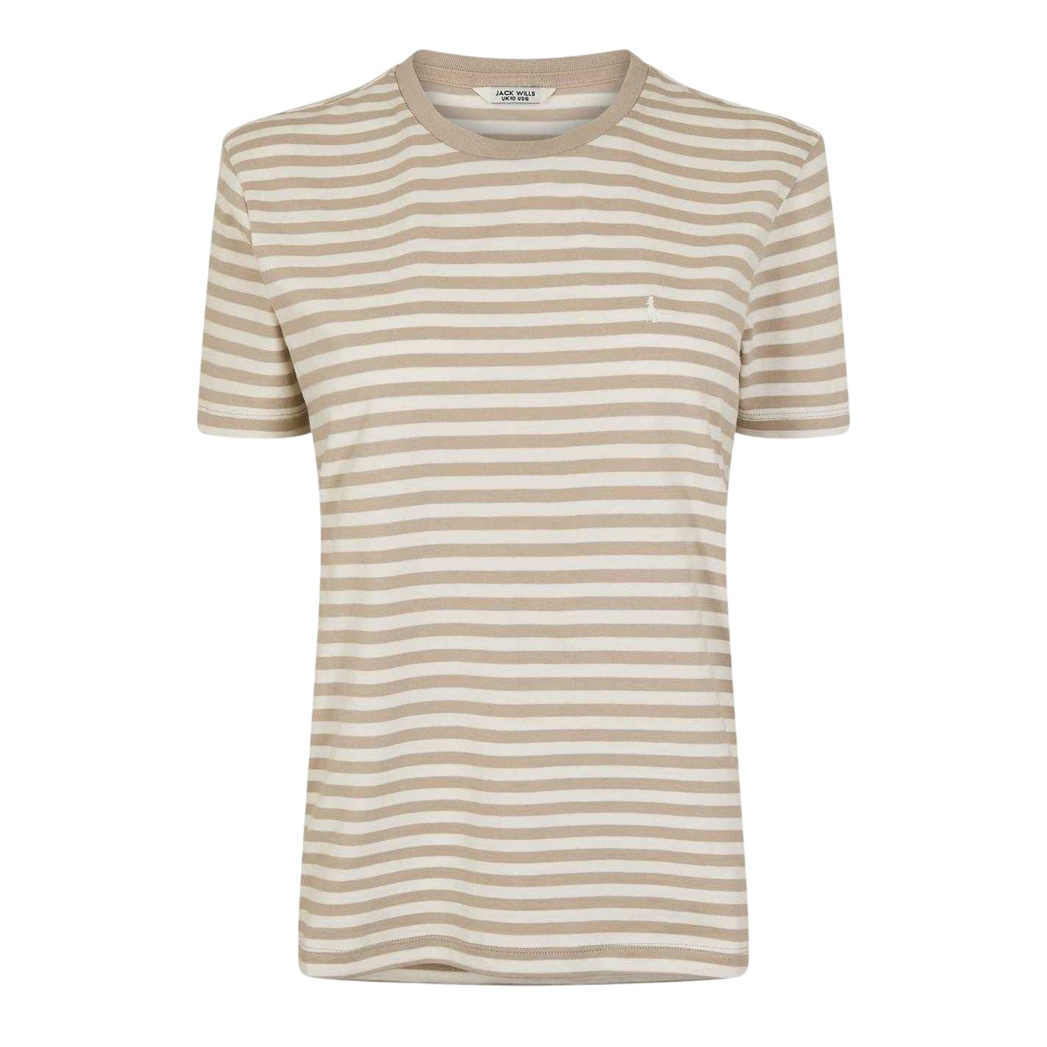 Stone - Front - Jack Wills Womens-Ladies Endmoor Stripe Boyfriend T-Shirt