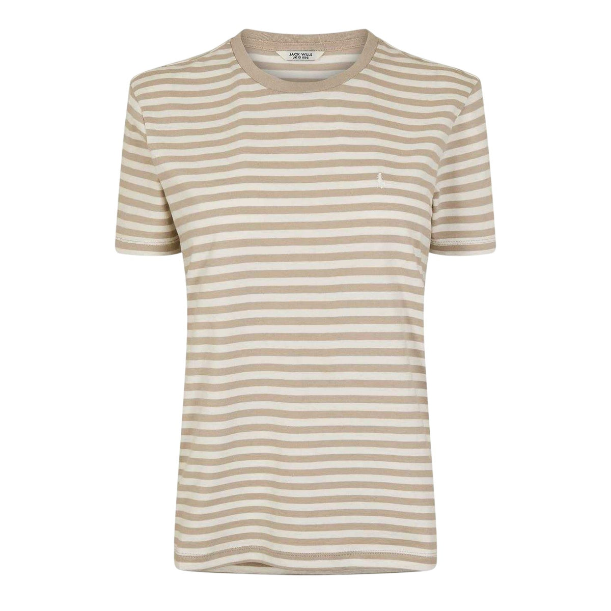 Stone - Front - Jack Wills Womens-Ladies Endmoor Stripe Boyfriend T-Shirt