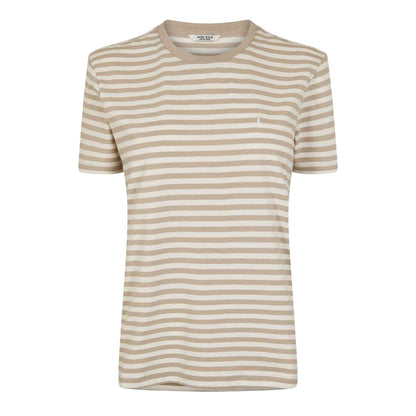 Stone - Front - Jack Wills Womens-Ladies Endmoor Stripe Boyfriend T-Shirt