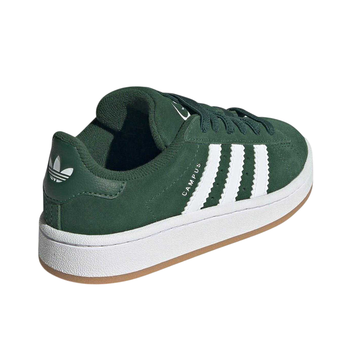 Green-White - Back - Adidas Childrens-Kids Campus 00s 3 Stripes Suede Flat Trainers