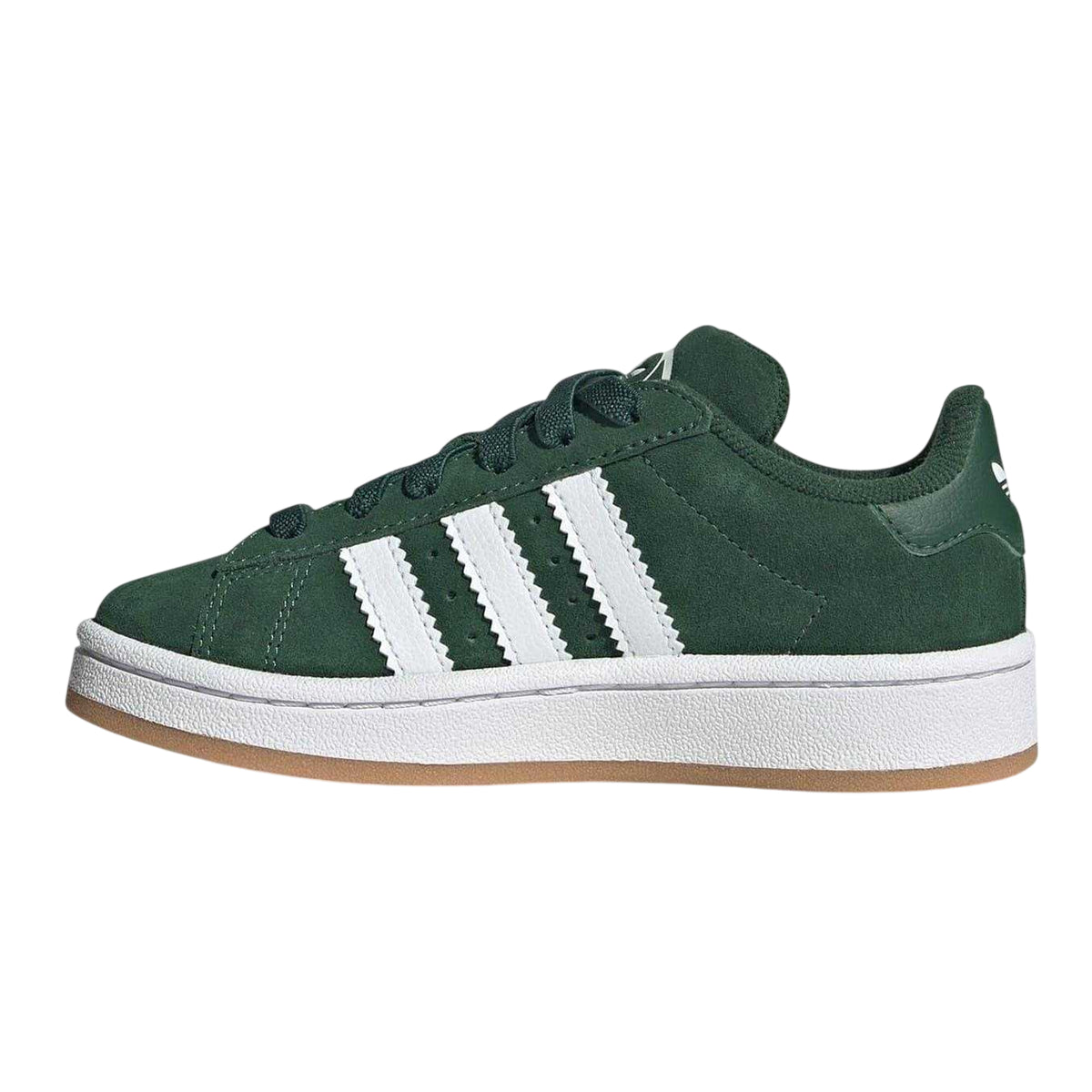 Green-White - Side - Adidas Childrens-Kids Campus 00s 3 Stripes Suede Flat Trainers