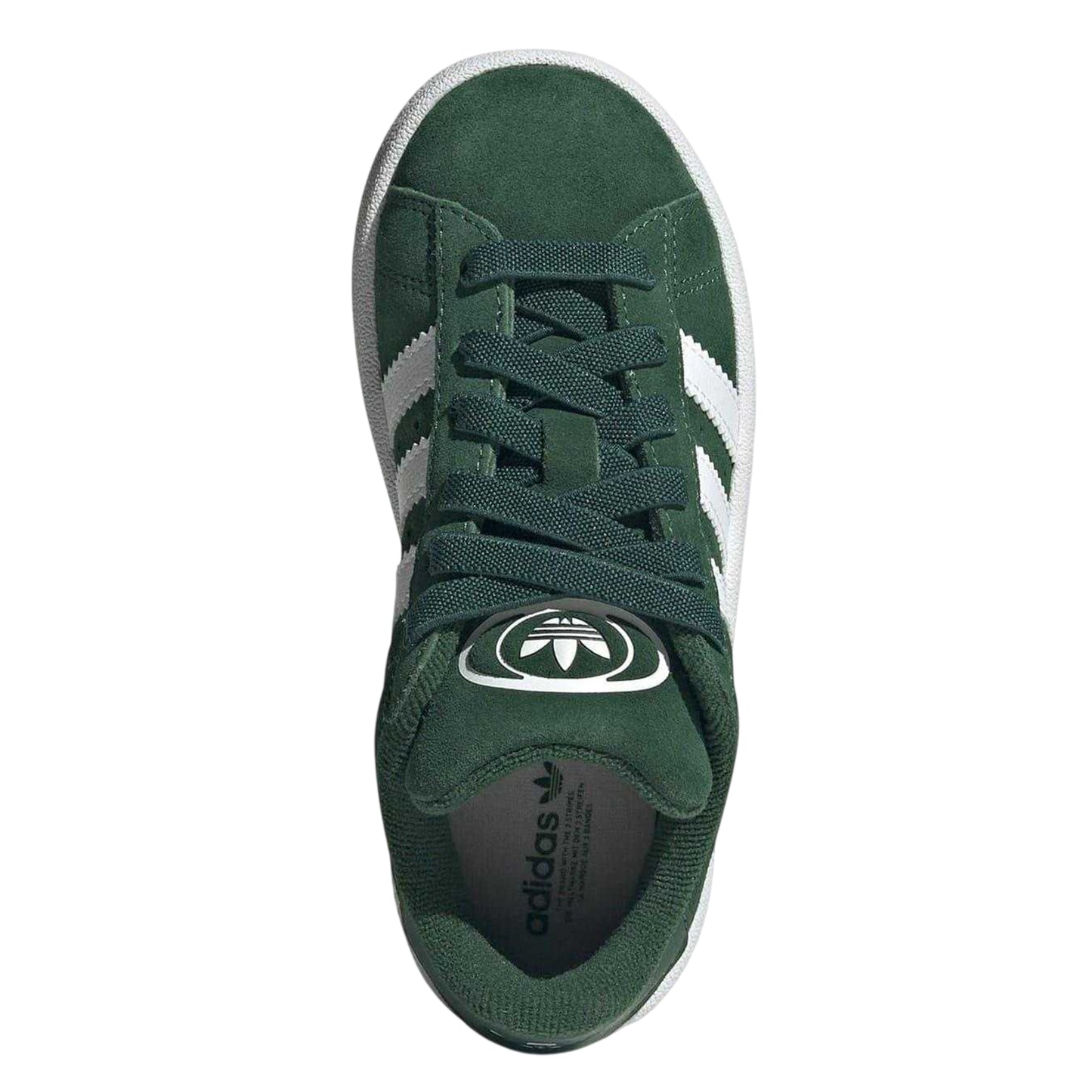 Green-White - Pack Shot - Adidas Childrens-Kids Campus 00s 3 Stripes Suede Flat Trainers