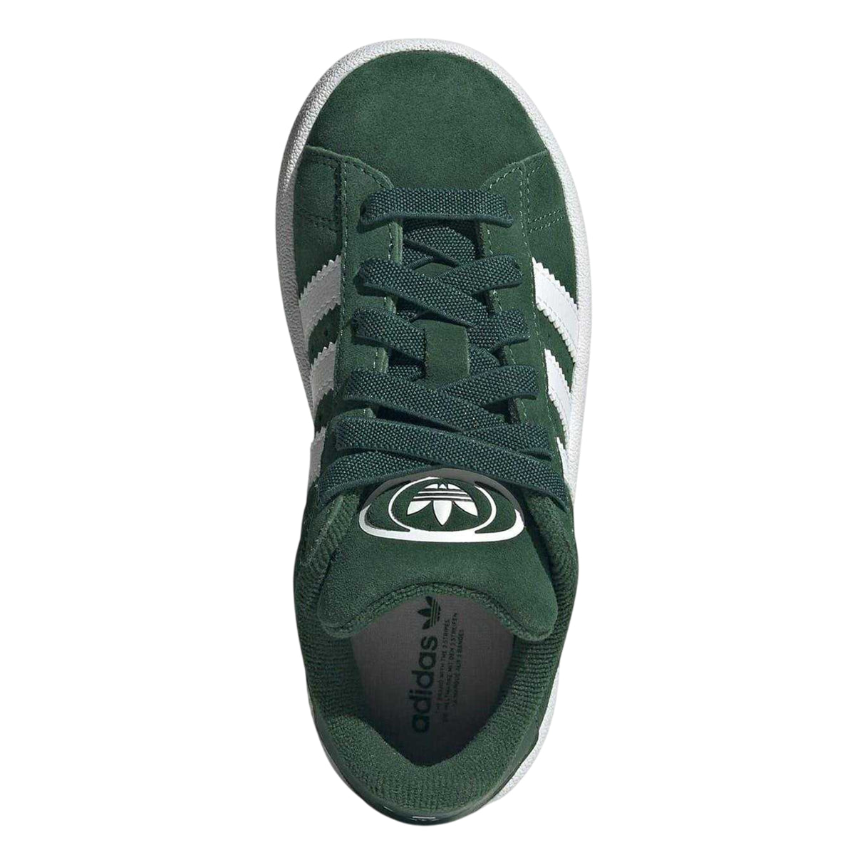 Green-White - Pack Shot - Adidas Childrens-Kids Campus 00s 3 Stripes Suede Flat Trainers