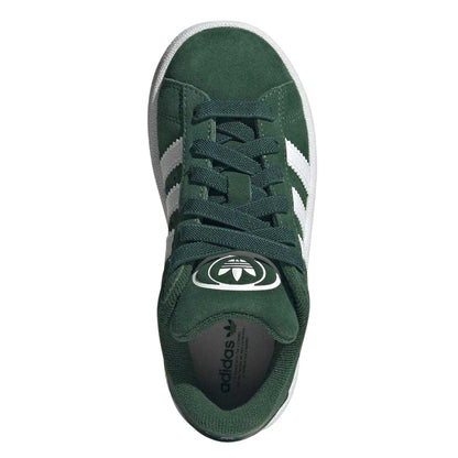 Green-White - Pack Shot - Adidas Childrens-Kids Campus 00s 3 Stripes Suede Flat Trainers