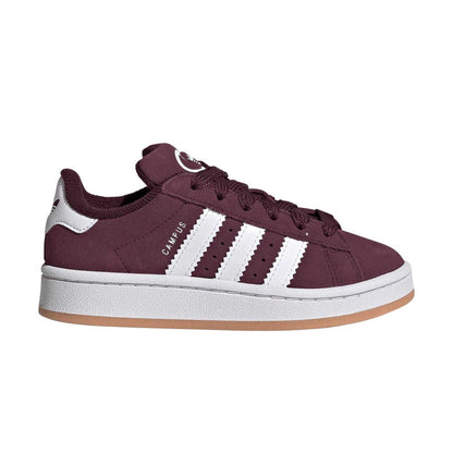 Maroon-White - Lifestyle - Adidas Childrens-Kids Campus 00s 3 Stripes Suede Flat Trainers