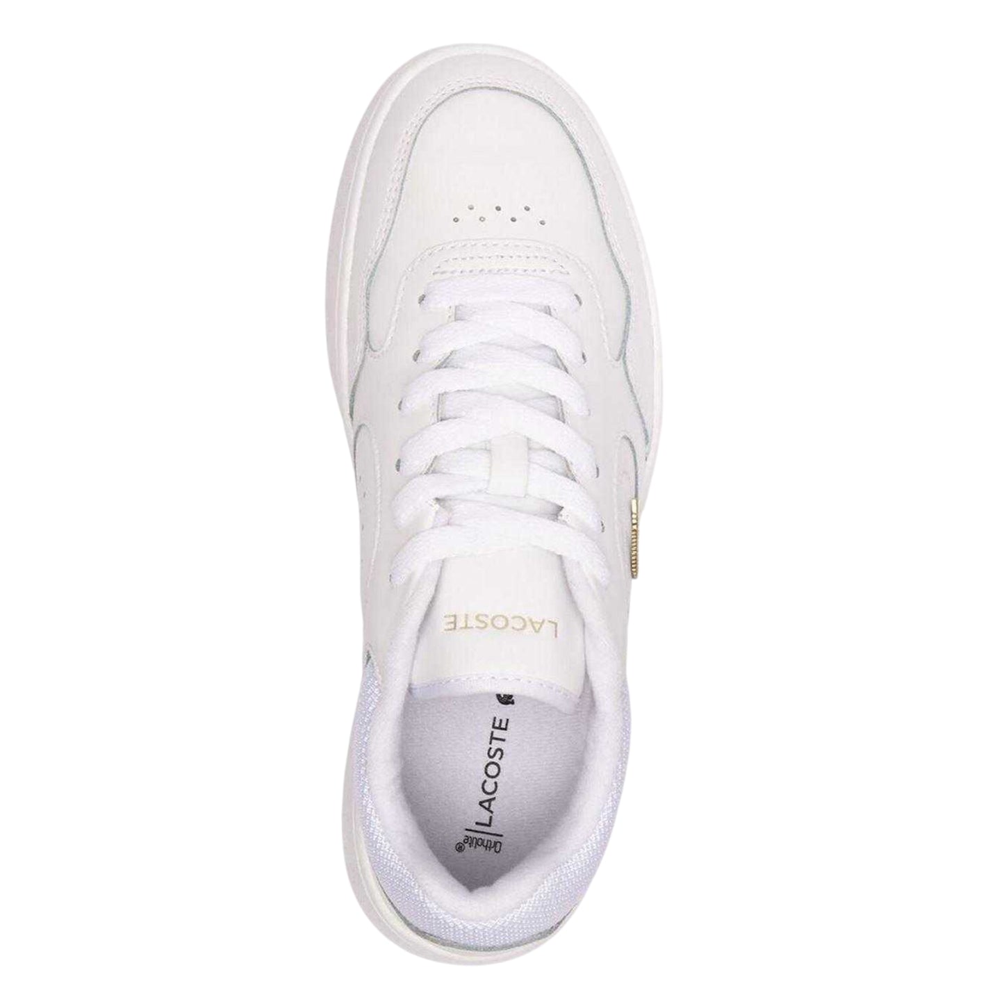 White-Gold - Lifestyle - Lacoste Womens-Ladies Lineset Leather Flat Trainers
