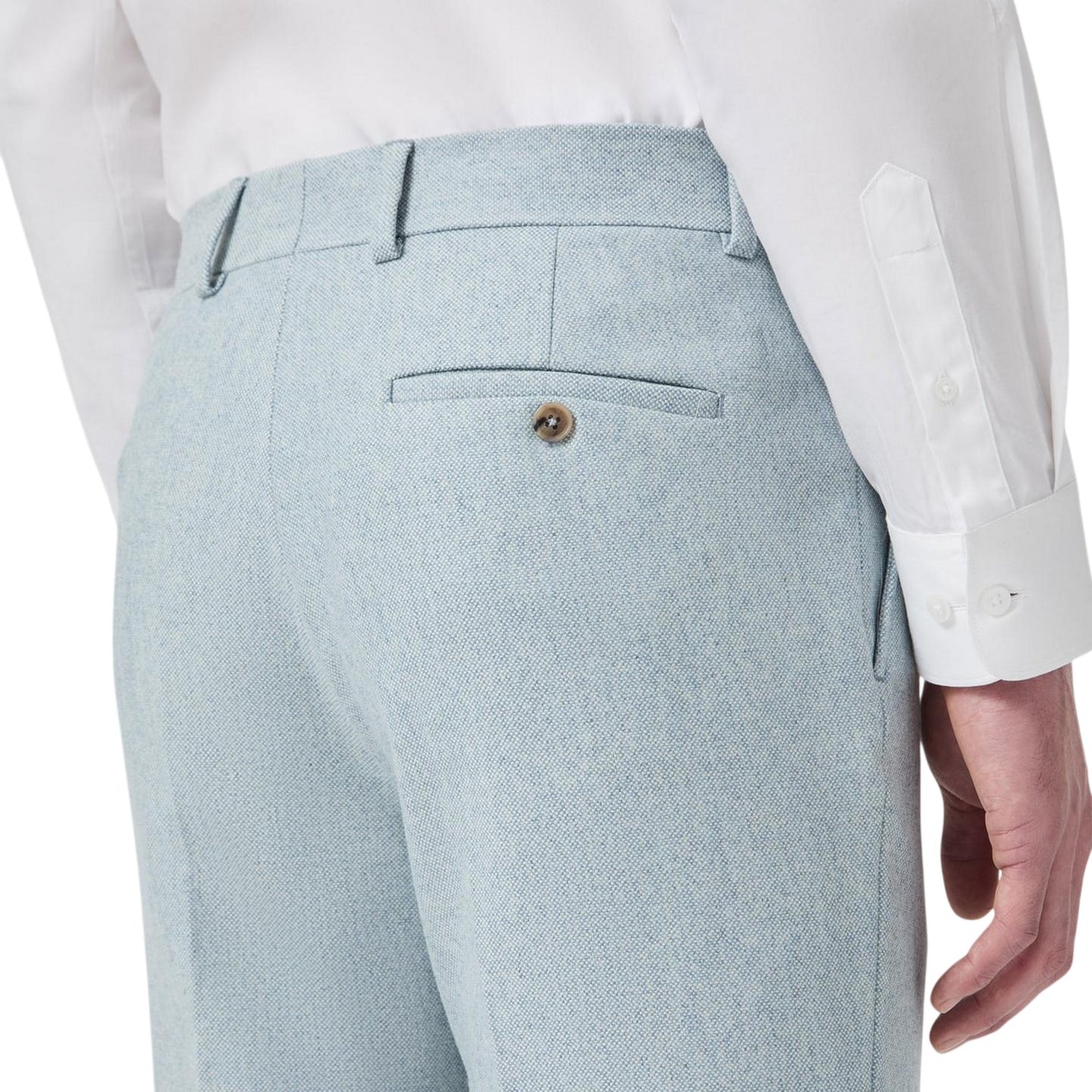 Blue - Side - Without Prejudice Mens Archer Wool Slim Trousers