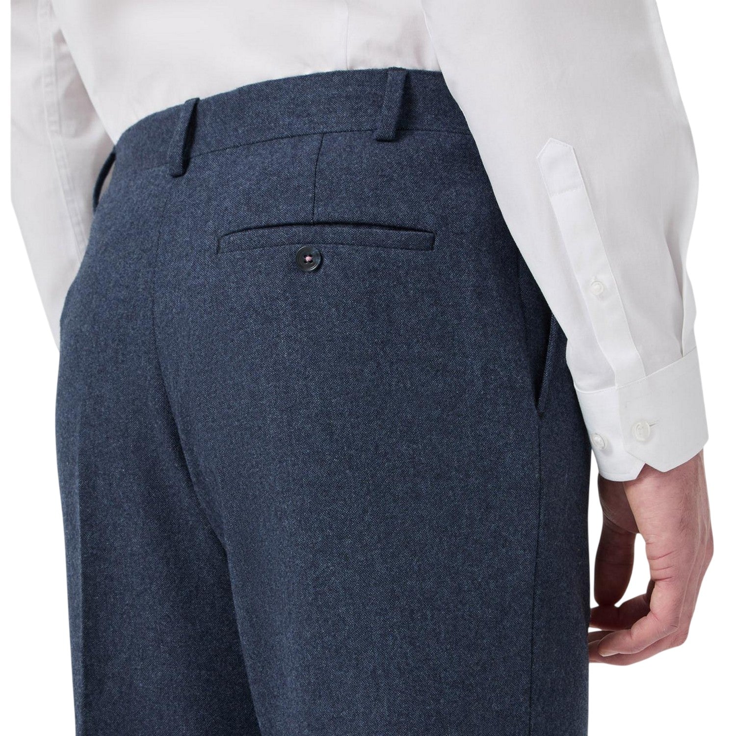 Navy Blue - Side - Without Prejudice Mens Archer Wool Slim Trousers