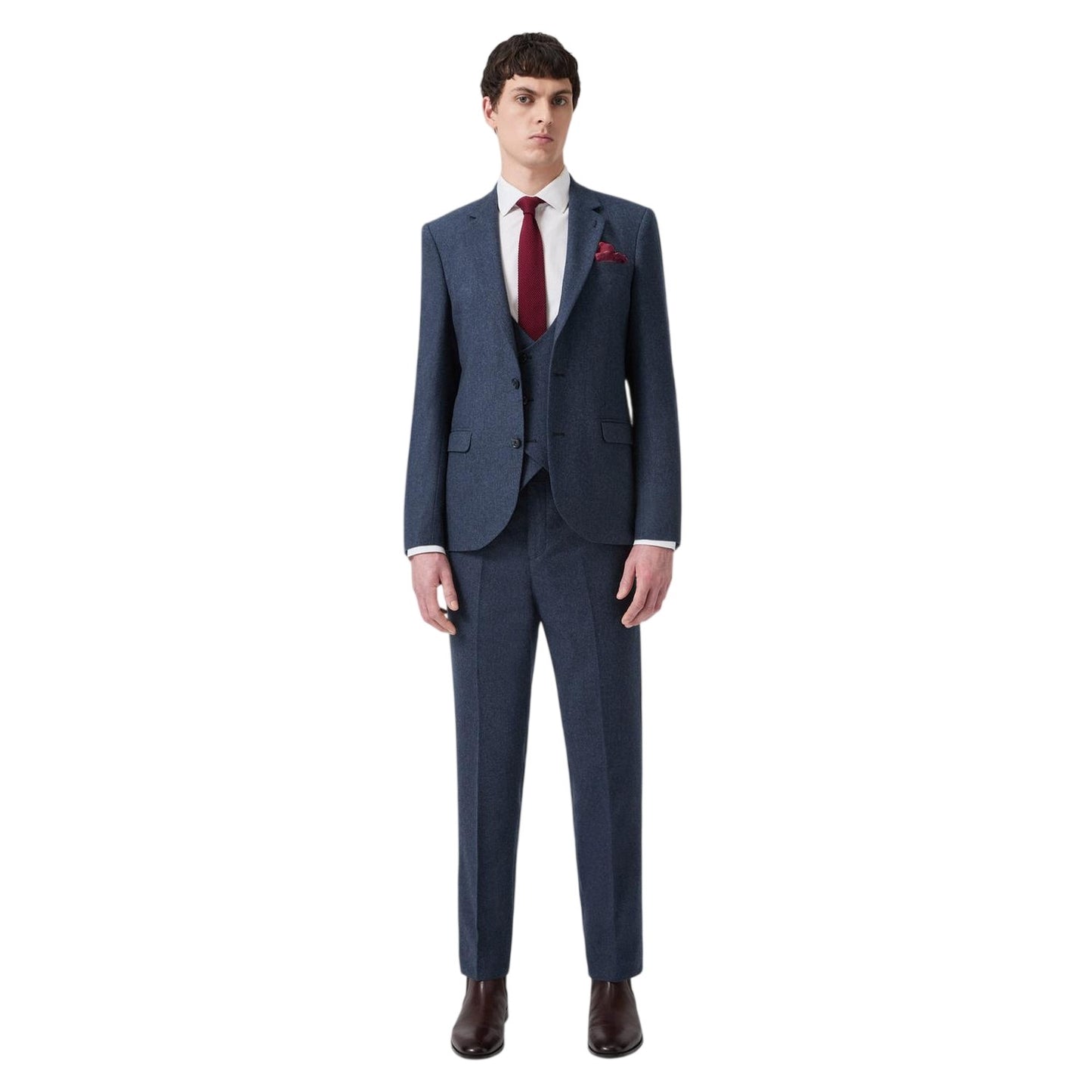 Navy Blue - Lifestyle - Without Prejudice Mens Archer Wool Slim Trousers