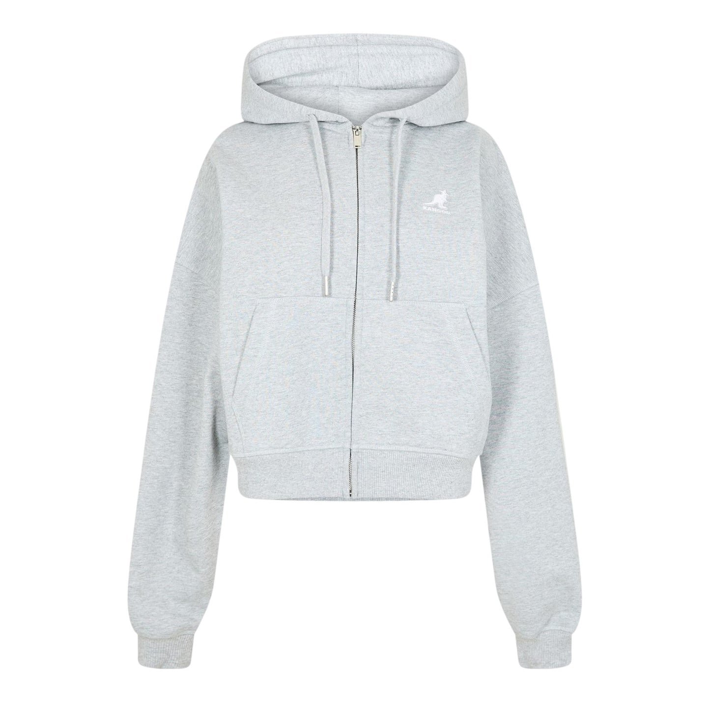 Grey - Front - Kangol Womens-Ladies Ribbed Full Zip Hoodie