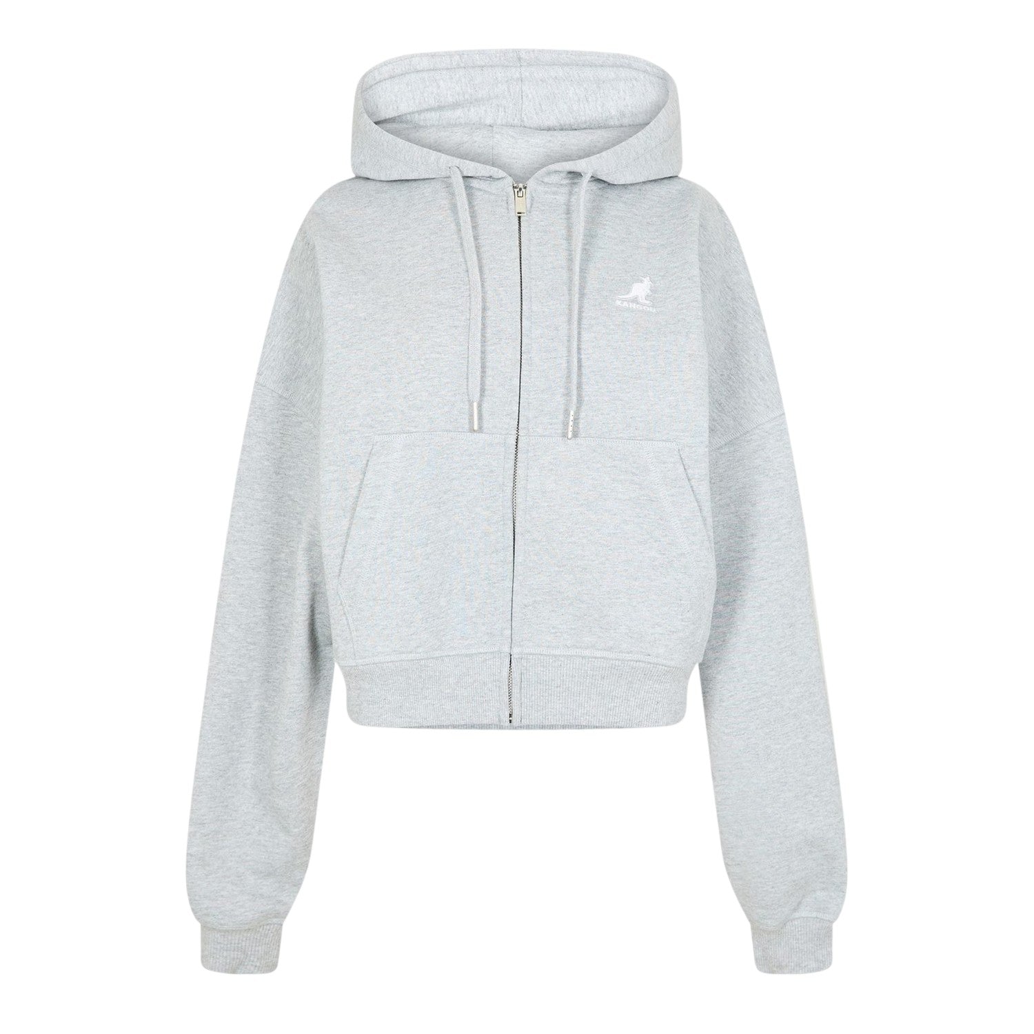 Grey - Front - Kangol Womens-Ladies Ribbed Full Zip Hoodie
