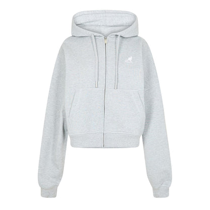 Grey - Front - Kangol Womens-Ladies Ribbed Full Zip Hoodie