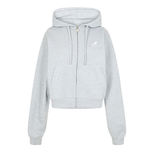 Grey - Front - Kangol Womens-Ladies Ribbed Full Zip Hoodie