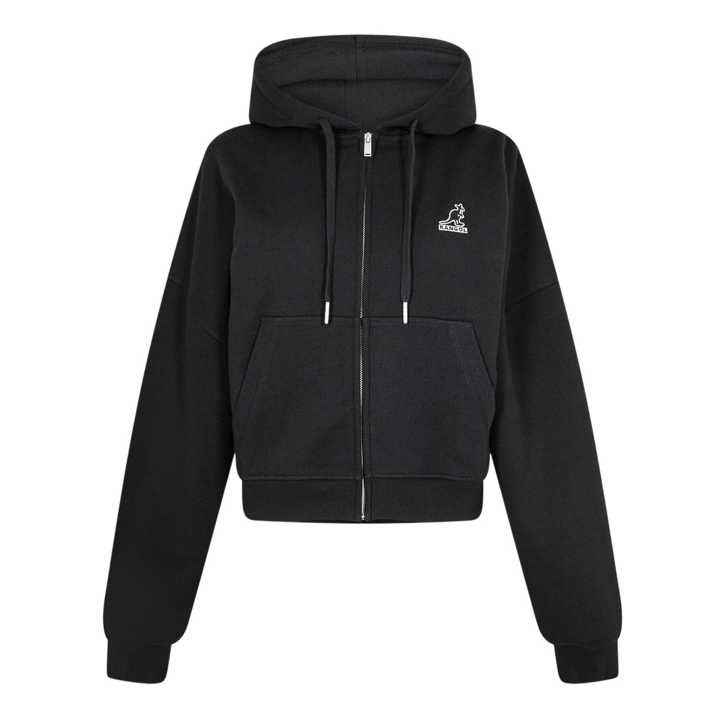 Black - Front - Kangol Womens-Ladies Ribbed Full Zip Hoodie