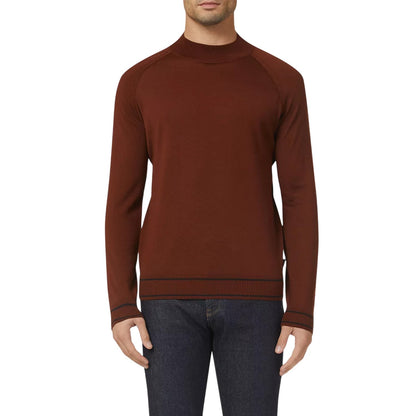 Medium Brown - Lifestyle - Boss Mens Mock Neck Regular Raglan Sweater Top