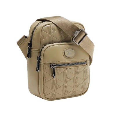 Beige - Side - Lacoste Monogram Leather Satchel