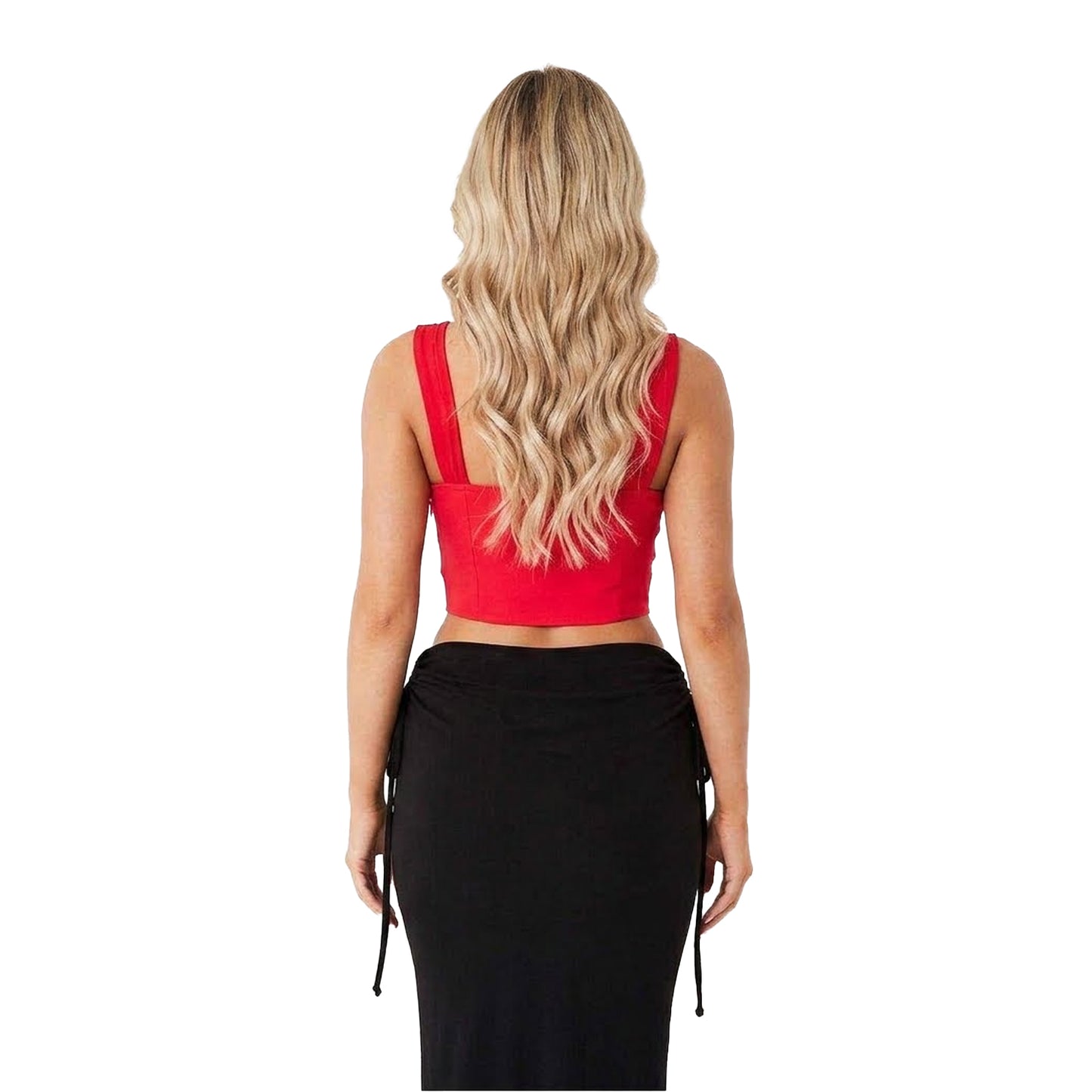 Red - Back - Missy Empire Womens-Ladies Fitted Corset Top