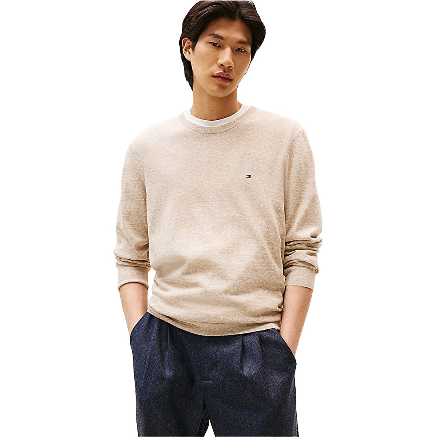 Oatmilk Beige - Side - Tommy Hilfiger Mens Sweater Top