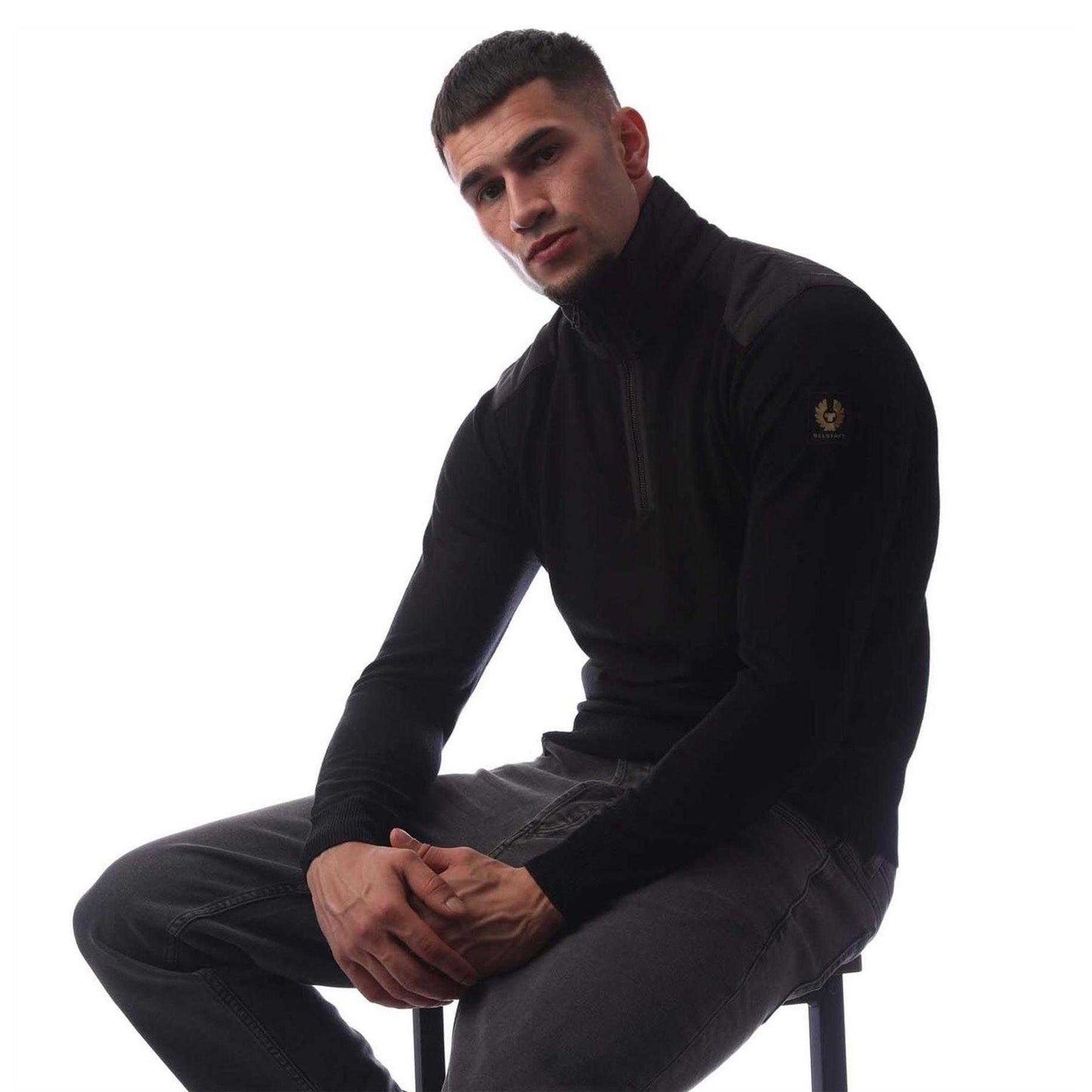 Black - Lifestyle - Belstaff Mens Kilmington Quarter Zip Slim Sweatshirt