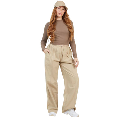 Mushroom - Lifestyle - Brave Soul Womens-Ladies Ribbed Long-Sleeved Crop Top