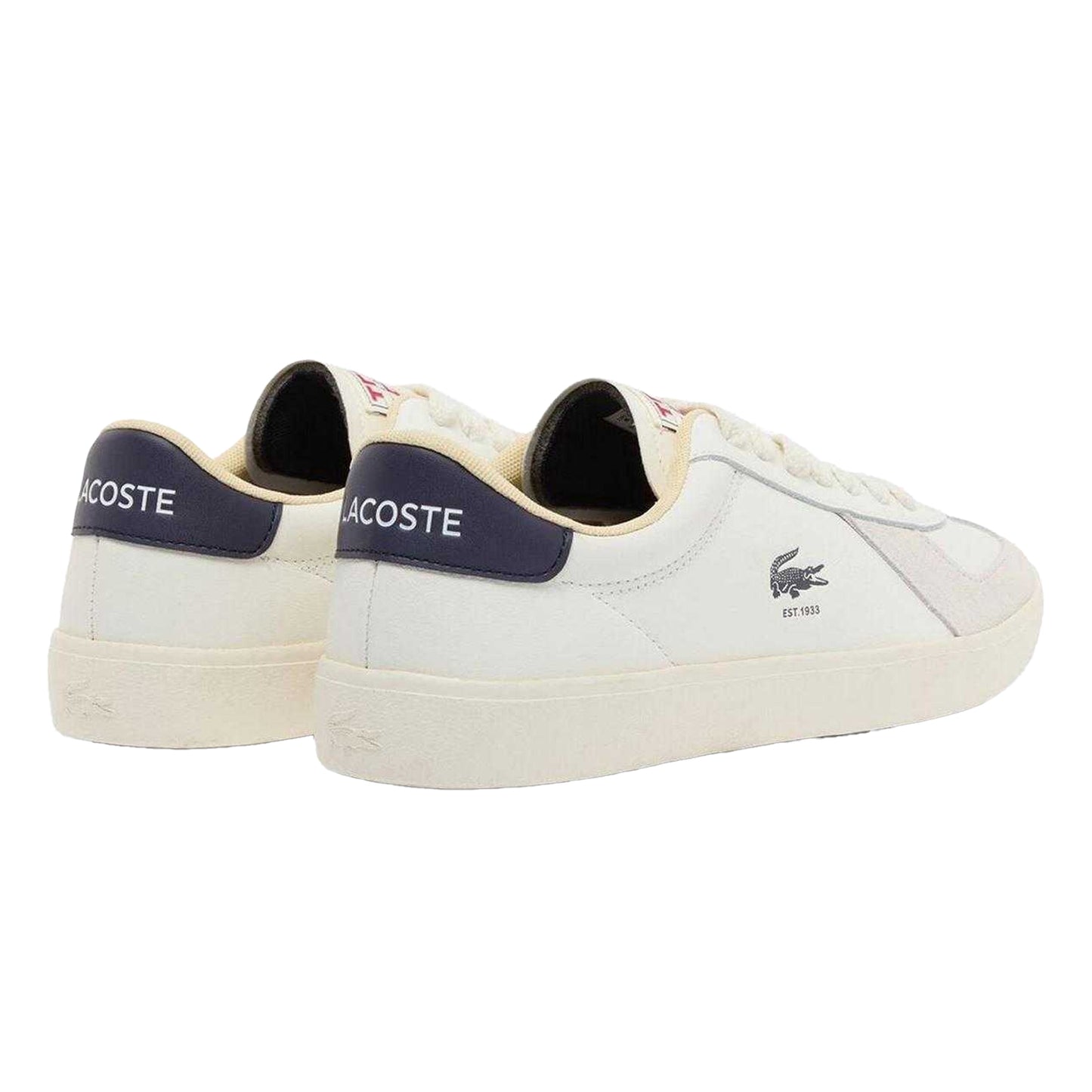 White-Navy - Back - Lacoste Mens Baseshot Pro Leather Trainers