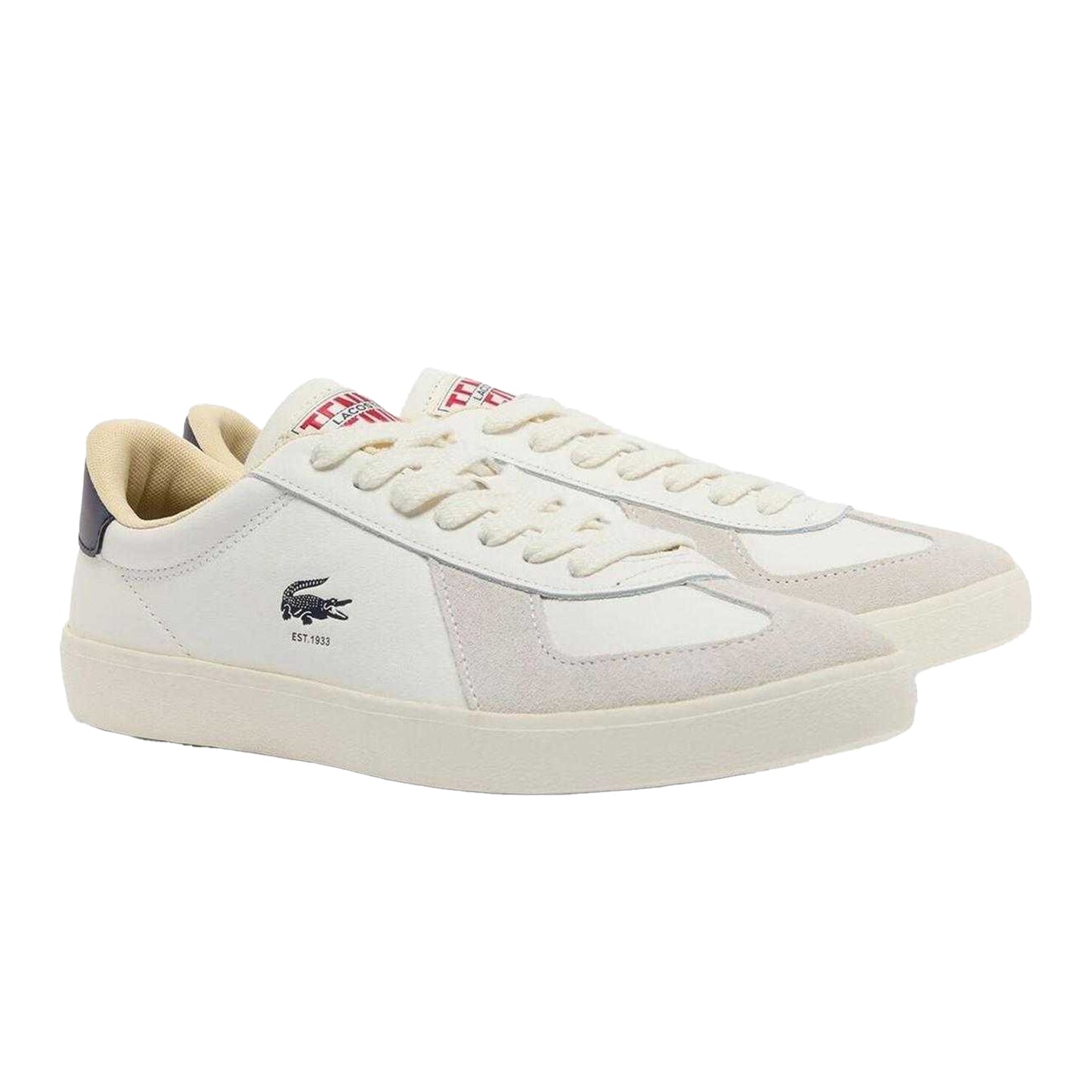 White-Navy - Pack Shot - Lacoste Mens Baseshot Pro Leather Trainers
