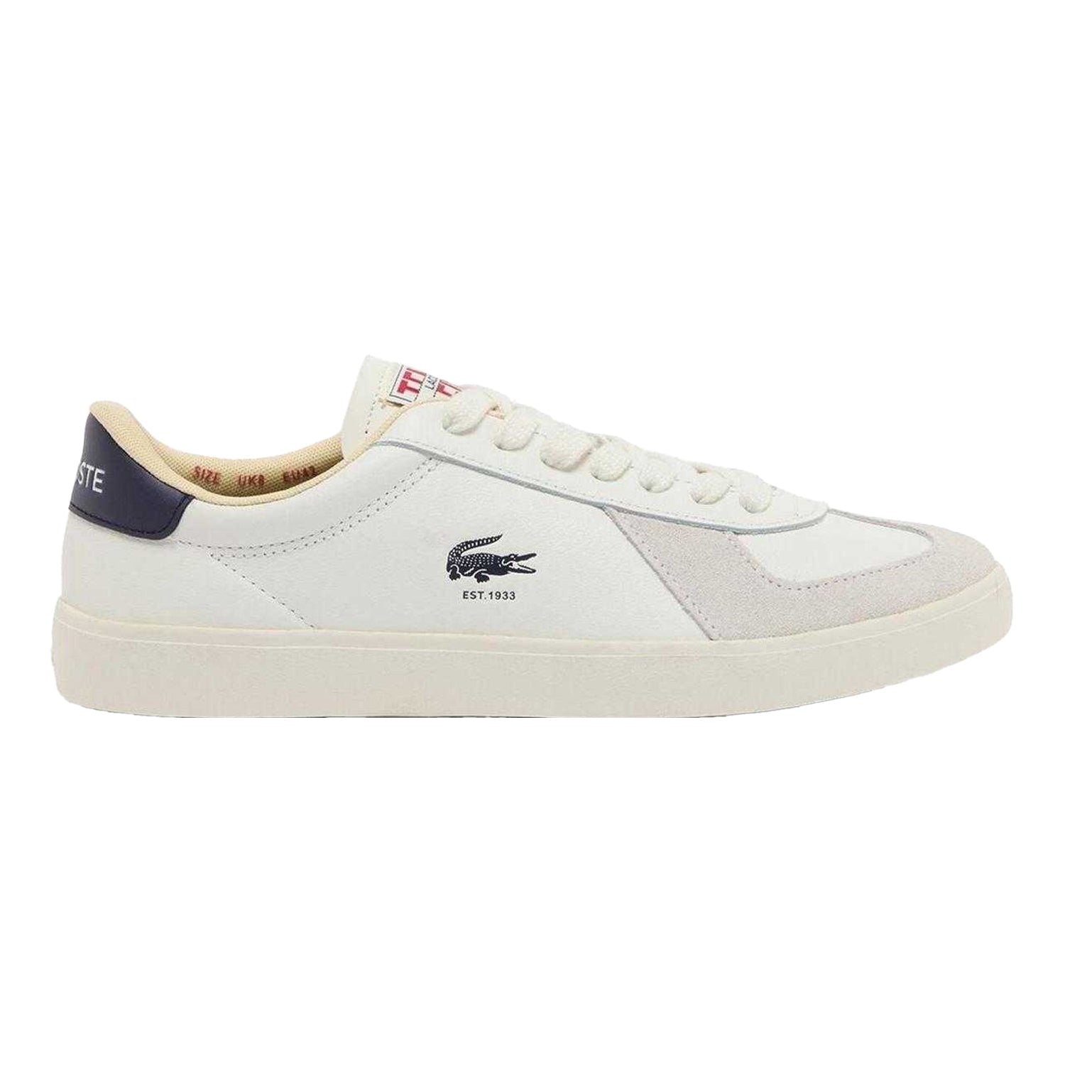 White-Navy - Front - Lacoste Mens Baseshot Pro Leather Trainers