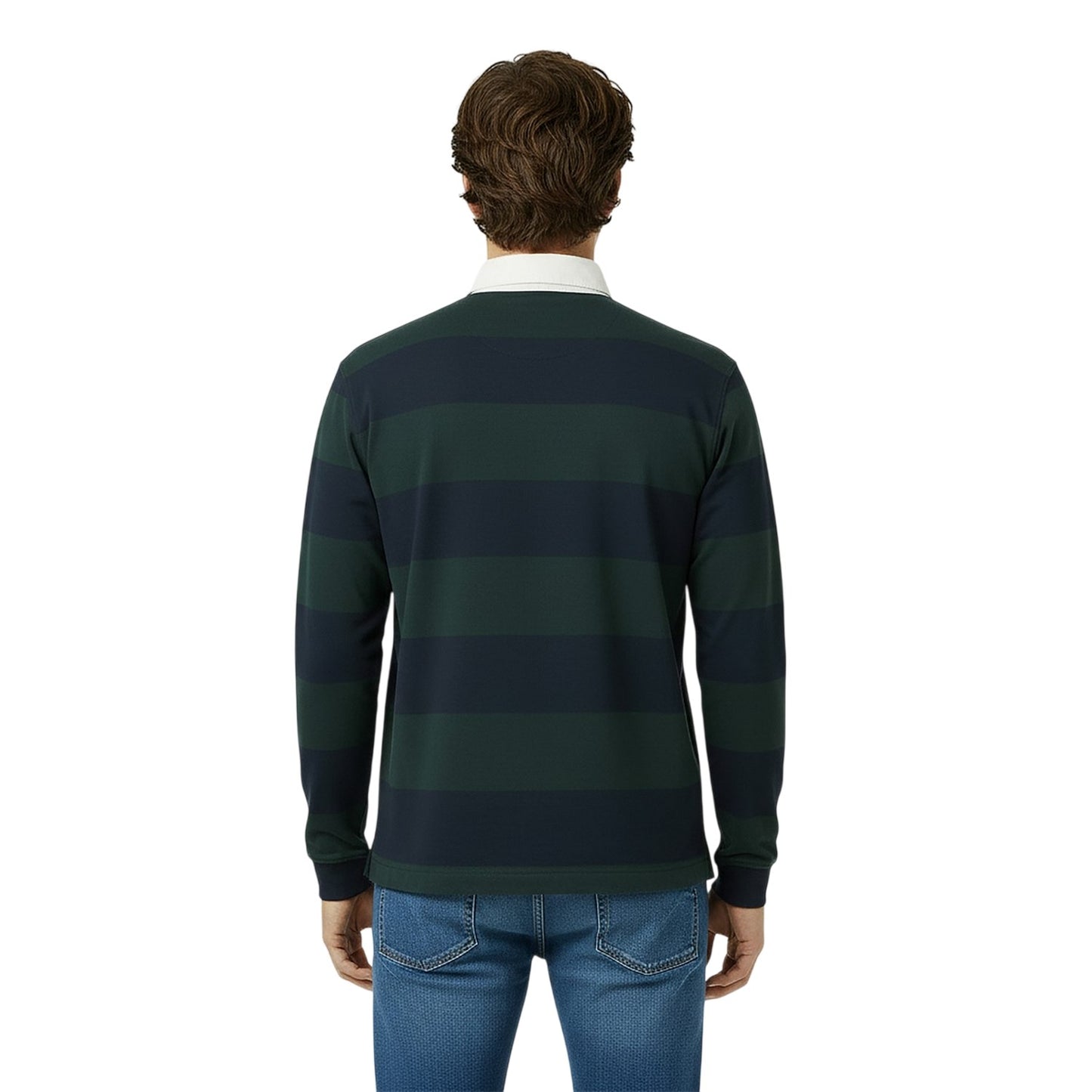 Pine-Navy - Lifestyle - Jack Wills Mens Jersey Collared Relaxed Fit Long-Sleeved Rugby Shirt