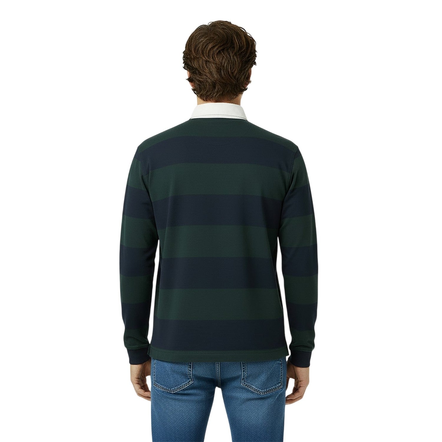 Pine-Navy - Lifestyle - Jack Wills Mens Jersey Collared Relaxed Fit Long-Sleeved Rugby Shirt