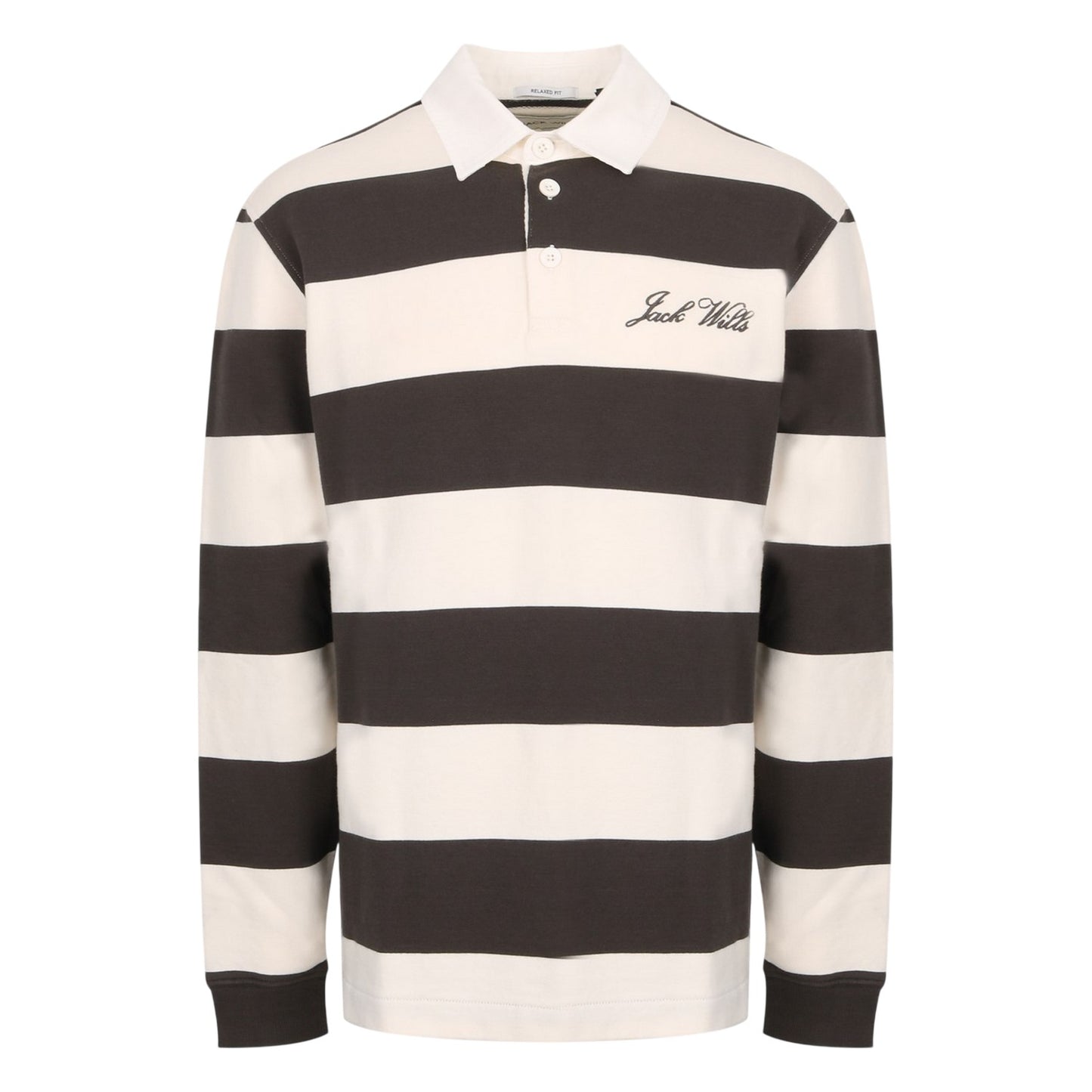 Iron-Bone - Front - Jack Wills Mens Jersey Collared Relaxed Fit Long-Sleeved Rugby Shirt