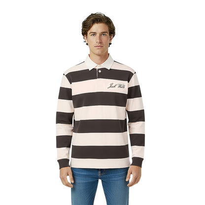 Iron-Bone - Side - Jack Wills Mens Jersey Collared Relaxed Fit Long-Sleeved Rugby Shirt